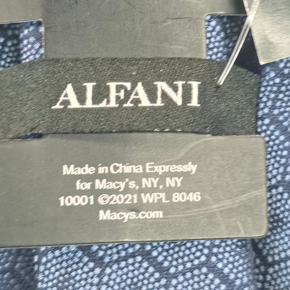 Alfani Mens Tie Light Blue One Size Slim Geometric Necktie Luxury Wedding NWT